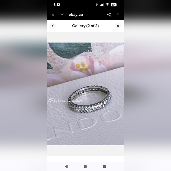 Pandora ✨ Sterling Silver Double Row Pave Band Ring Size 8 - Picture 5 of 7